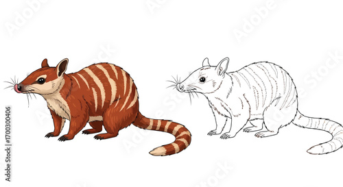 Numbat Sniffing Pose Coloring Page with Outline Sketch Printable Educational Fun for All Ages