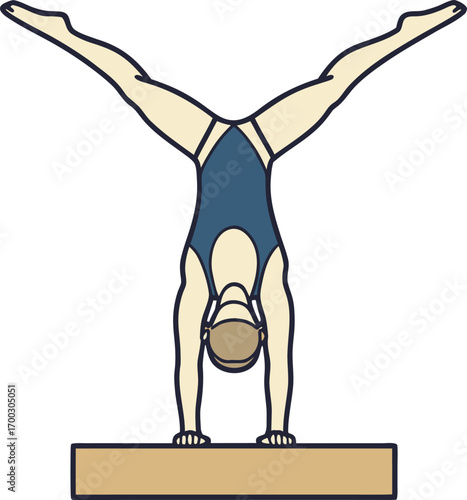 Gymnast handstand on balance beam gymnastics athletic
