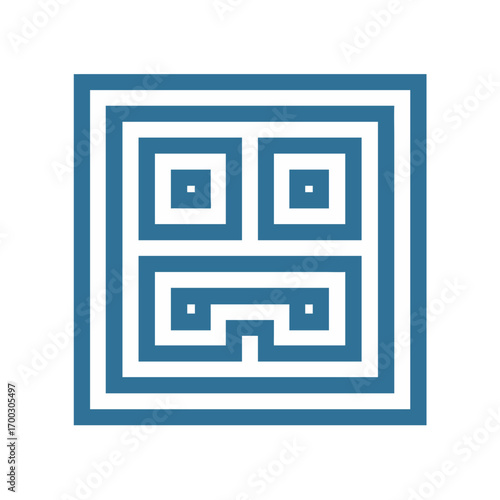 Abstract geometric maze pattern with face design, representing art and culture.