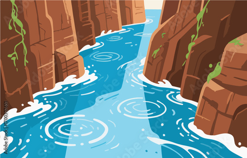 Graphic illustration style, landscape image, vector image	