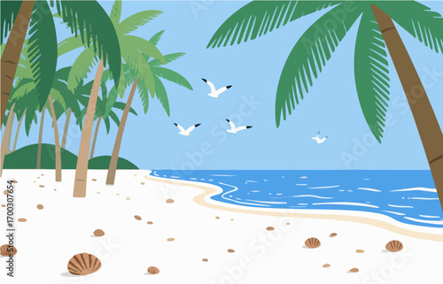 Graphic illustration style, landscape image, vector image	