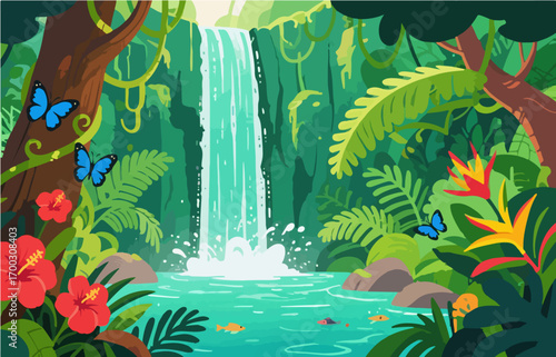 Graphic illustration style, landscape image, vector image	