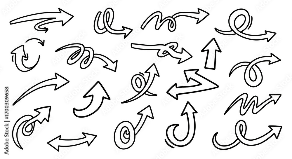 Obraz premium Twisting sparkling arrows point in every direction