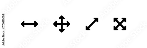 Arrow directions set, navigation arrows, move and resize symbols, vector illustration