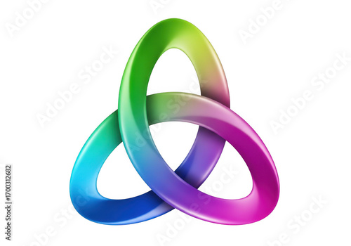 Colorful trinity knot symbol isolated on transparent background