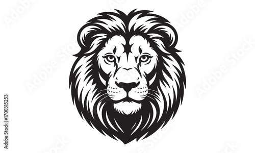 Lion Face Silhouette Vector | Wild Jungle Cat Artwork | Safari King Outline