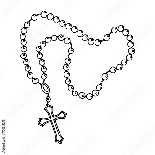 rosary beads with cross vector illustration