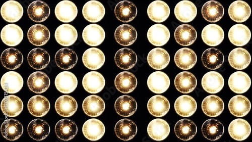 Rows of Gold Light Bulbs – Retro Stage Marquee Background Animation 4K