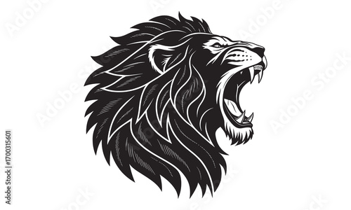 Lion Head Silhouette | Animal Outline Vector | Majestic Jungle Cat Clipart