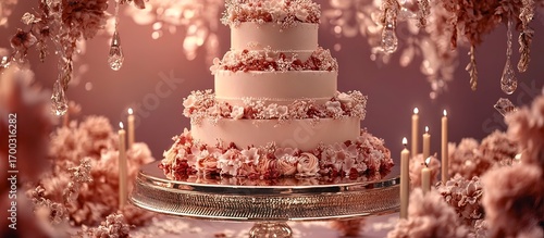 Elegant Wedding Cake Display with Decorative Candles
