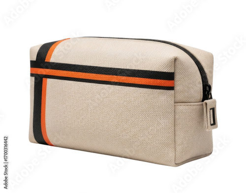 A Striped Zippered Makeup Pouch Isolated Transparent PNG