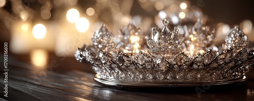 Luxurious Crystal and Silver Centerpiece with Sparkling Gem Arrangements