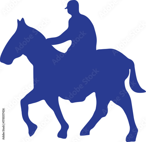 Equestrian silhouette: A dynamic silhouette showcases the grace of a jockey astride a spirited racehorse, galloping with speed and precision. Capturing the thrill of equestrian sports.