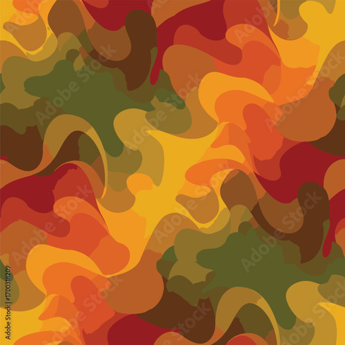 Autumn color abstract shapes seamless pattern with a blend of warm seasonal tones, seamless pattern, Stock royalty free image.