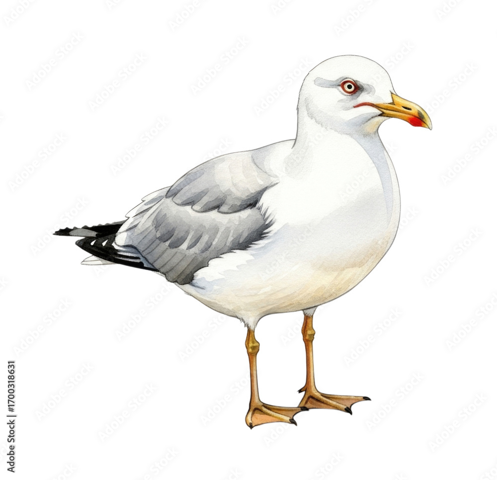 Fototapeta premium A Watercolor Seagull Bird Illustration Isolated Transparent PNG