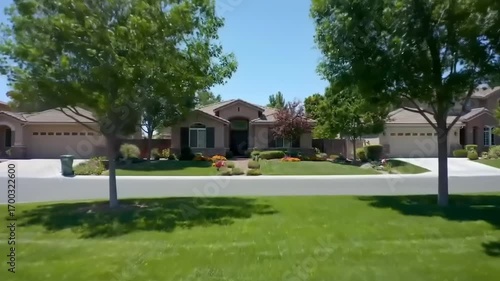 Suburban homes and green landscaping