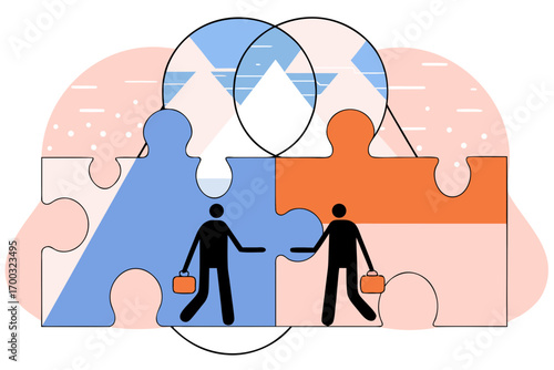 Abstract concept emphasizig trust and agreement betwen two business partners.