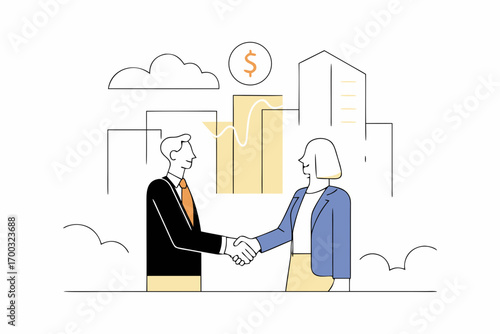 Business handshake represeting mergers, acquisitions successful meetings, and artnership celebrations.