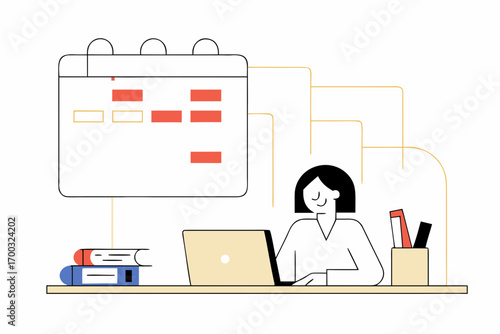 Professional businesswoman using laptop for planningand project management.