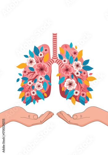 Healthy lungs blooming with life and care symbolizing respiratory wellness and vitality