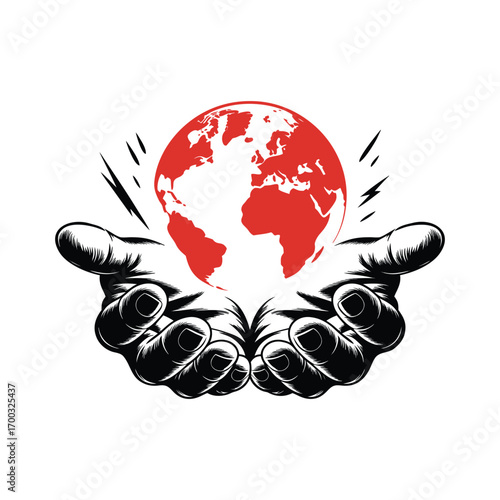 Hand and Earth Vector Illustration of Environmental Responsibility