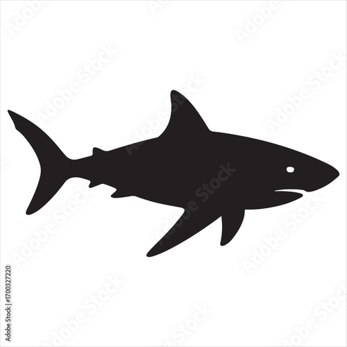 Silhouette of a great white shark swimming in the ocean a powerful marine predator