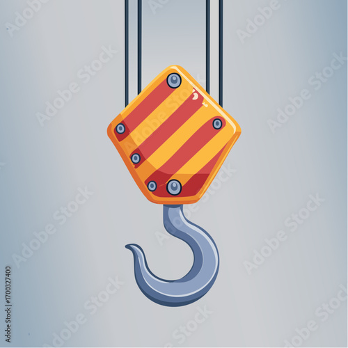 Pixel Art Crane Hook With Orange And Red Stripes