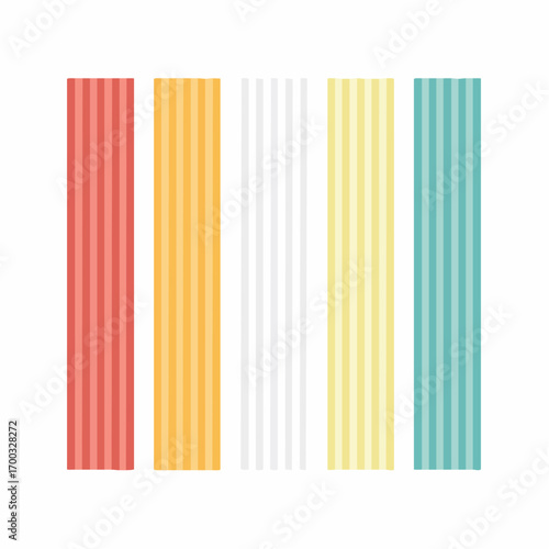 Five Colorful Vertical Striped Bars on White Background