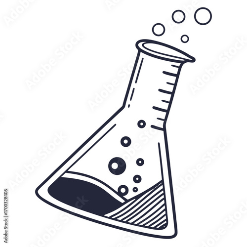Stylish science beaker illustration for chemistry studies and laboratory research experiments