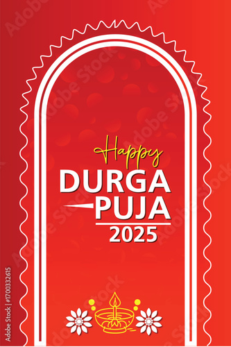 Happy durga puja 2025 celebration banner