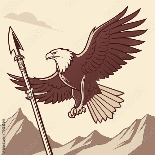Majestic Bald Eagle Soaring High Above Mountain Peaks majestic bald