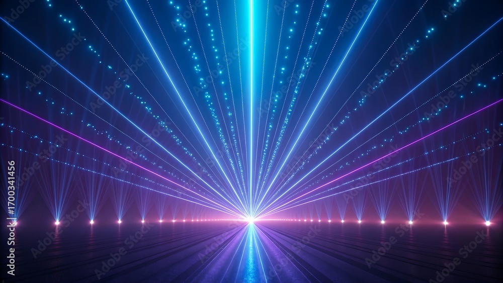 Obraz premium Futuristic neon laser lights glowing in dark abstract background 