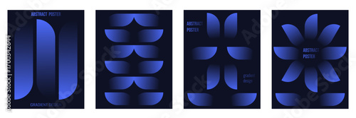 Modern Abstract Gradient vector poster cover set. Trendy Gradient illusion effect posters collection. Perfect corporate business web brandbook cover. EPS 10
