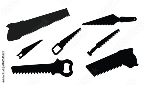 handsaw black silhouette, handsaw tool, handsaw vector art illustration design.