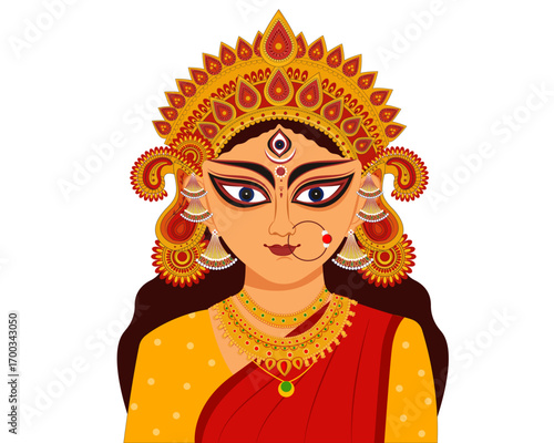 goddess durga maa for happy navratri festival celebration vector illustration