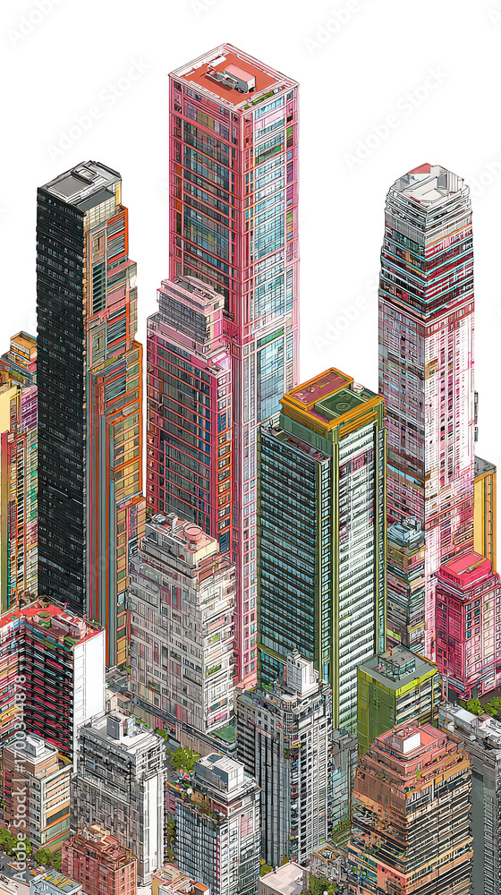 Obraz premium Colorful Abstract Cityscape Illustration