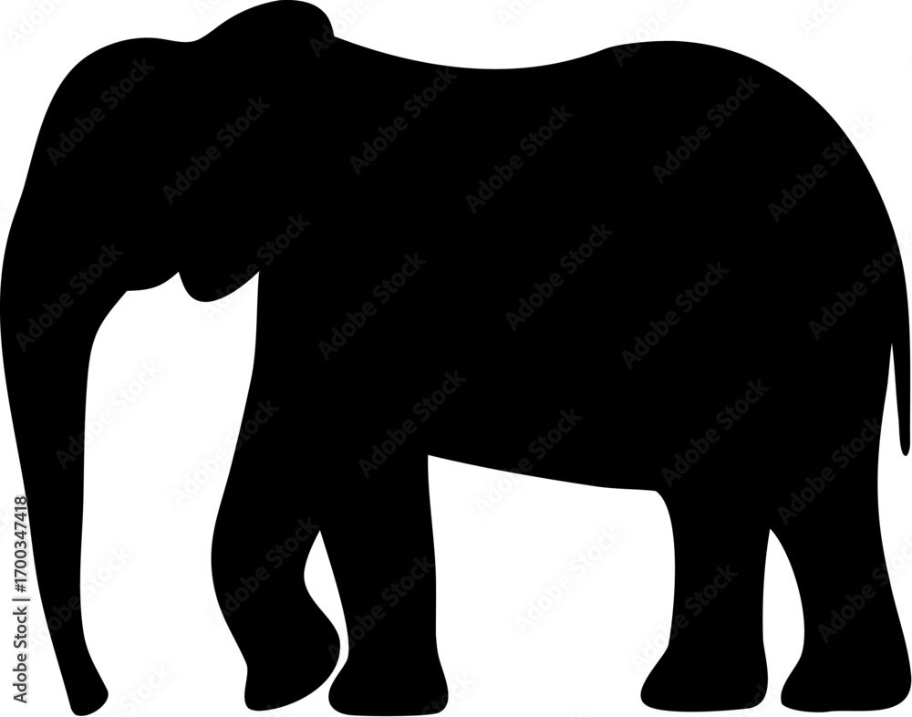 Obraz premium Elephant Silhouette Vector Illustration Wild Animal Design