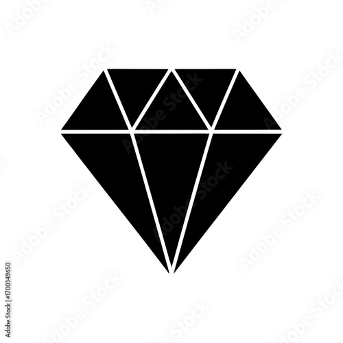 diamond icon black silhouette vector illustration on transparent background