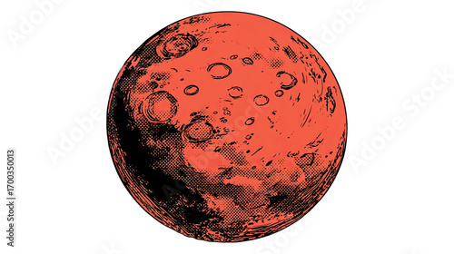 Stylized Comic Book Illustration of a Red Planet like Mars