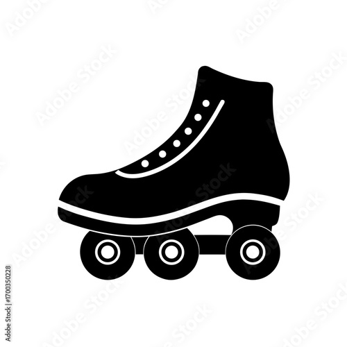 roller skates icon black silhouette vector illustration on transparent background