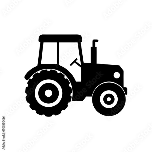 tractor icon black silhouette vector illustration on transparent background