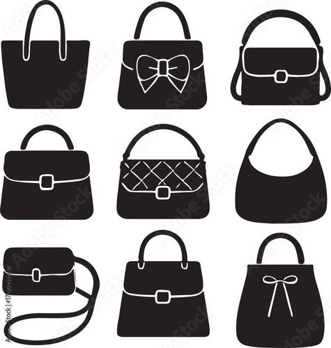 set of female bags vector