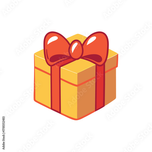 Gift box bow emoji present illustration vector birthday ribbon symbol sign icon, 
