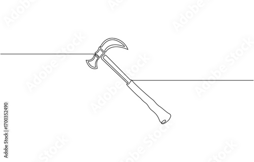Continuous line drawing art Pickaxe tool mining pickaxe concept, cryptocurrency mining continuous line editable Icon, vector illustration. pickaxe simple icon in one line.
