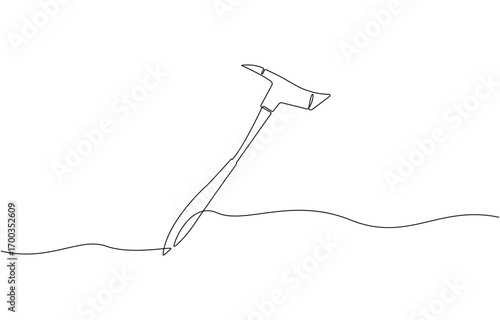 Continuous line drawing art Pickaxe tool mining pickaxe concept, cryptocurrency mining continuous line editable Icon, vector illustration. pickaxe simple icon in one line.