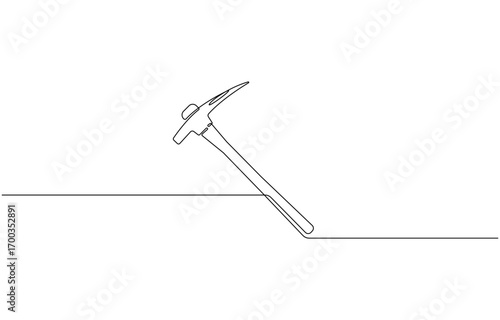 Continuous line drawing art Pickaxe tool mining pickaxe concept, cryptocurrency mining continuous line editable Icon, vector illustration. pickaxe simple icon in one line.