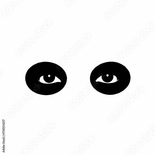 Two black eye silhouettes looking forward isolated on white background silhouette