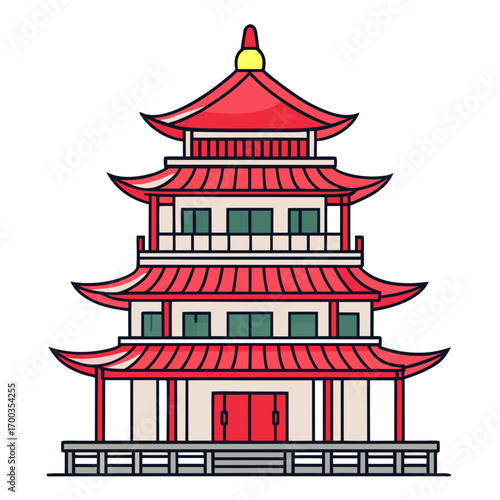 Pagoda Line Drawing
