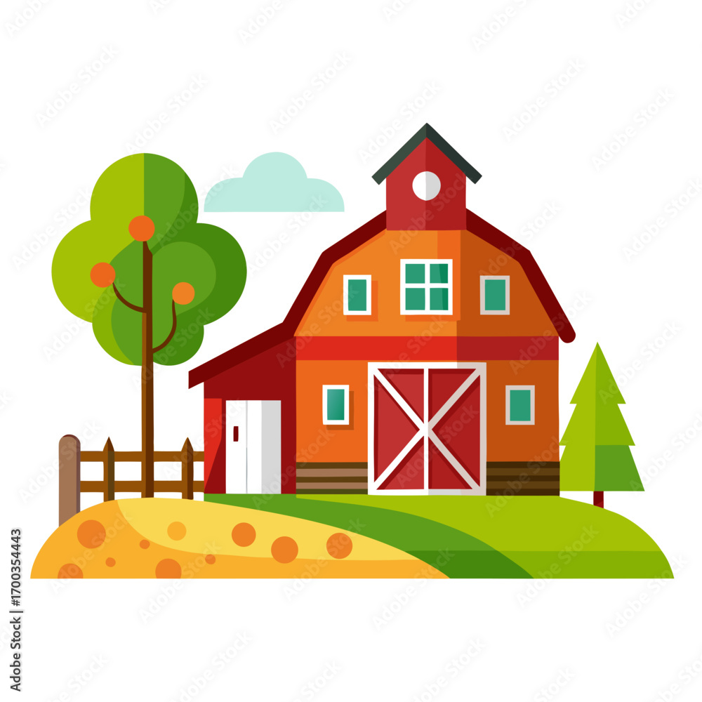Naklejka premium Farmhouse Flat Vector
