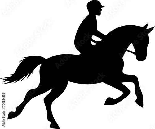 Equestrian Silhouette Vector Illustration Horse Rider Sport